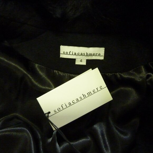 Sofia Cashmere Shearling Collar Wool Blend Wrap Coat - Picture 9 of 9